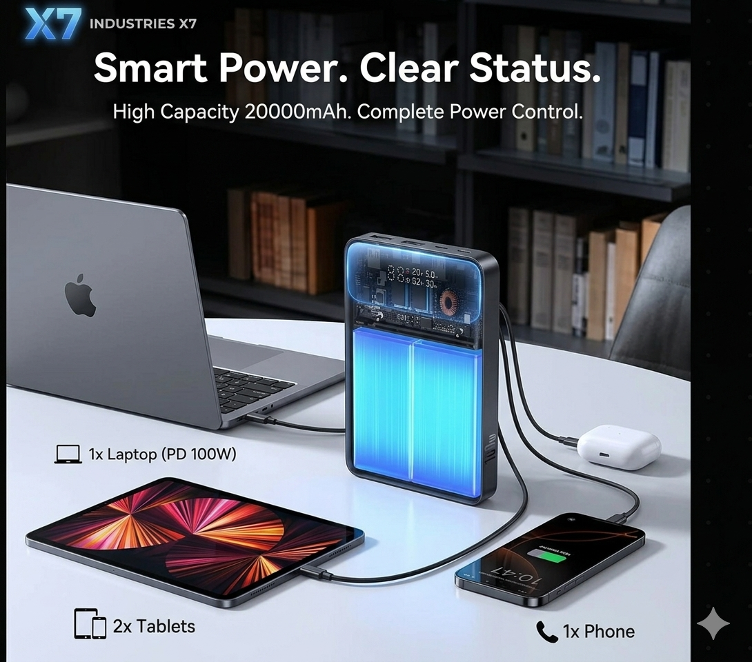 Série X7 Power Core : Met l'accent sur la puissance brute et la technologie interne visible sur vos visuels.